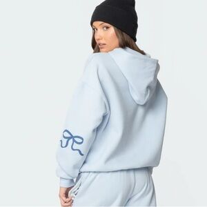 Edikted Bonnie Blue Bows oversized hoodie with Bow Accent